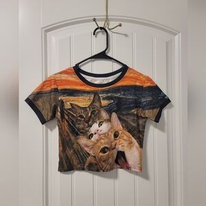 Cat crop t shirt